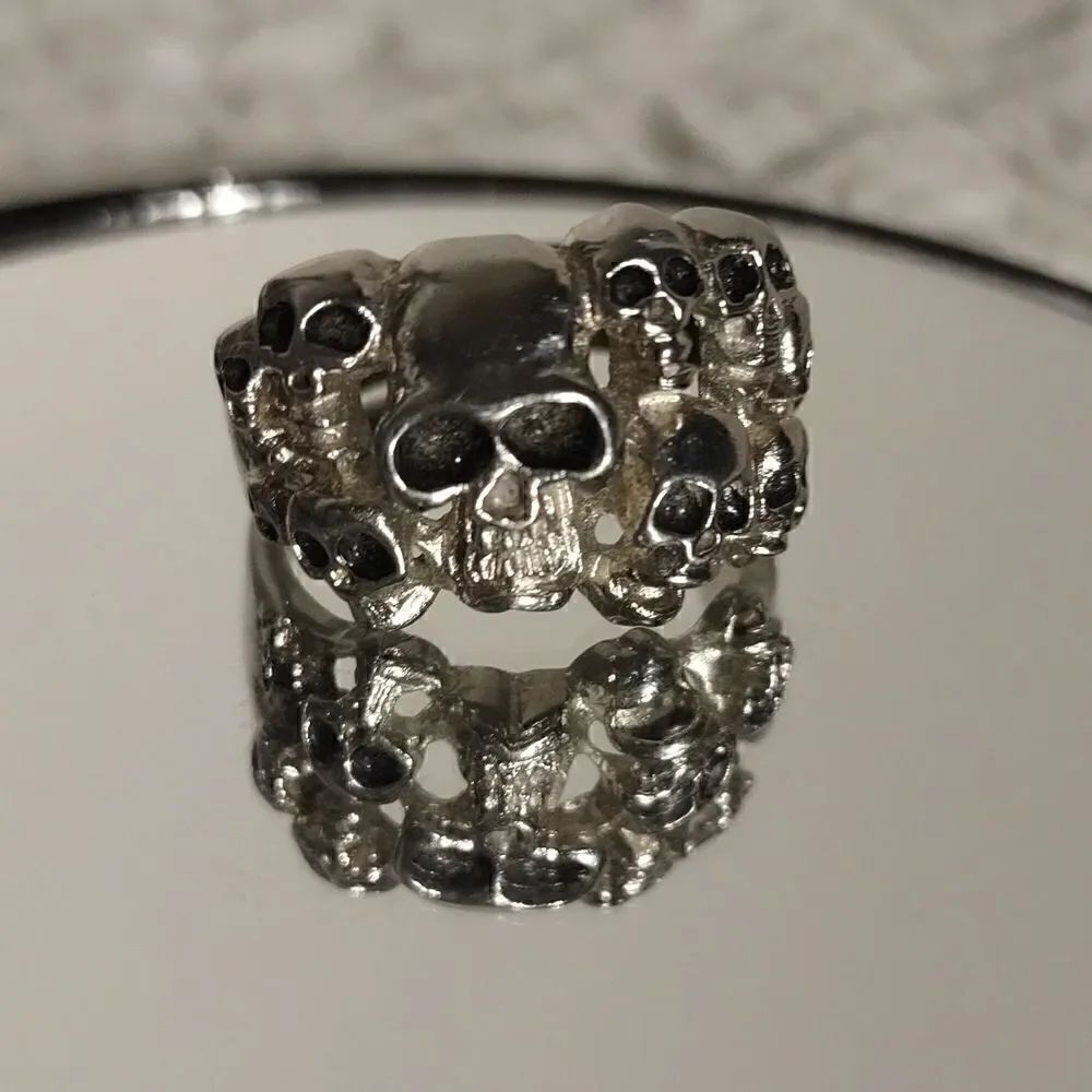Spikes Stainless Steel "Skulls" Men's Ring
